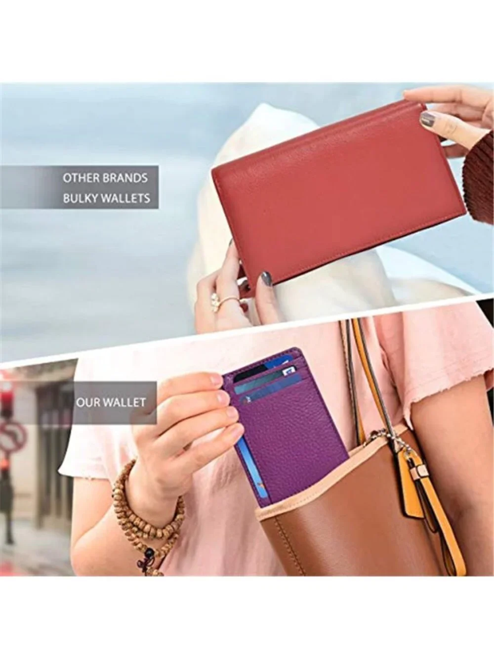 Genuine Leather RFID Slim Wallet Card Holder Minimalist Front Pocket Wallet